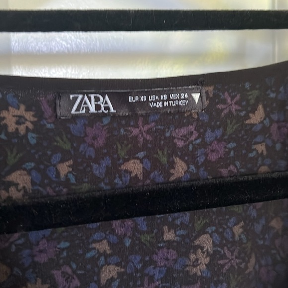 Zara Shoulder Pad Long Sleeve Ditsy Floral Print Mini Dress - Picture 3 of 4